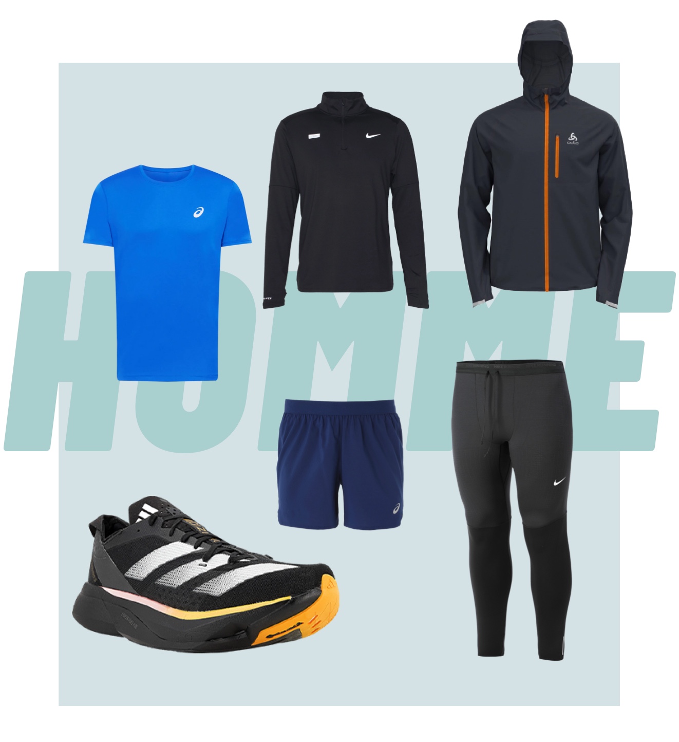 &eacute;quipements sport running homme t-shirt manche longue veste shorts pantalons collants chaussures