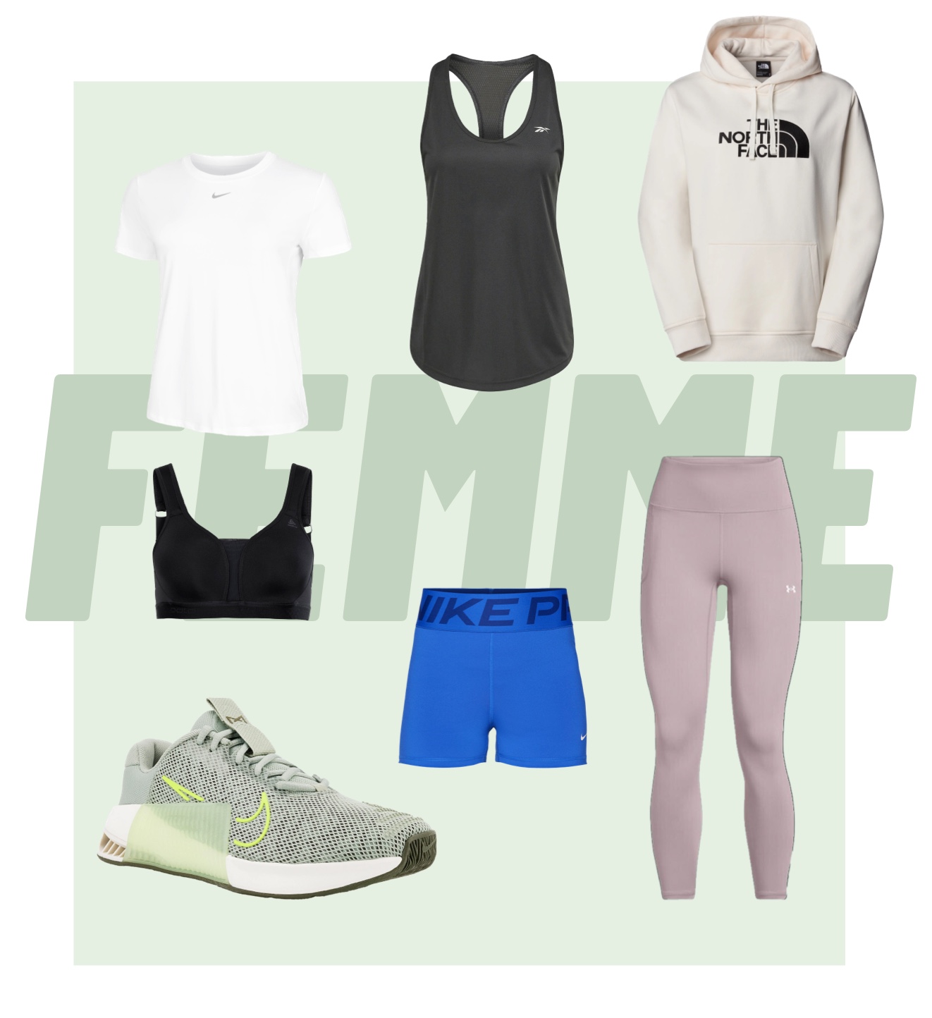 &eacute;quipements sport fitness femme t-shirt brassiere manche longue veste shorts leggings collants chaussures