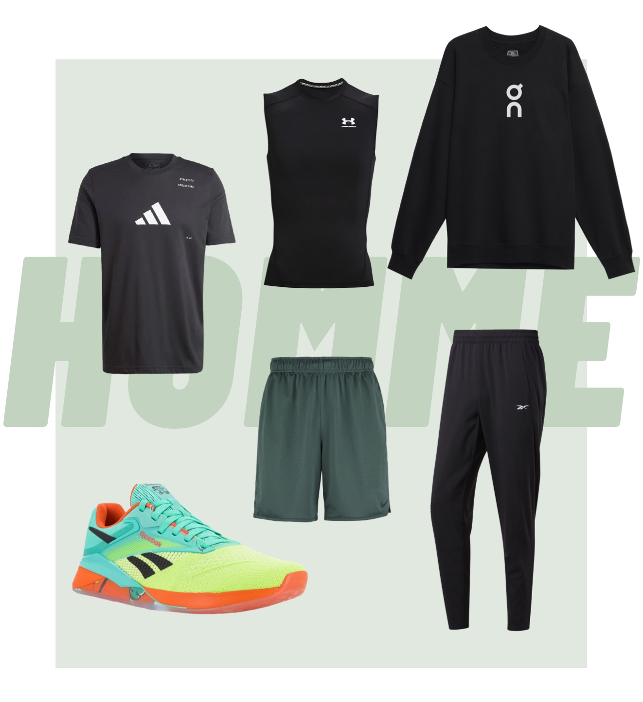 &eacute;quipements sport training homme t-shirt manche longue veste shorts pantalons collants chaussures